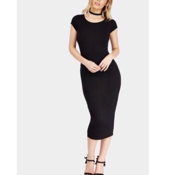 Pin Up Black Bodycon Midi Dress